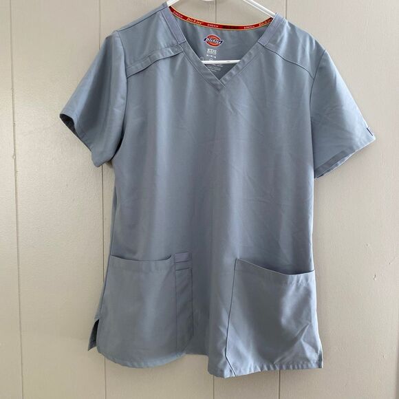 Dickies EDS Essentials Gray Scrub Set Size M Stretch Medical Uniform Top & Pants - Picture 2 of 16